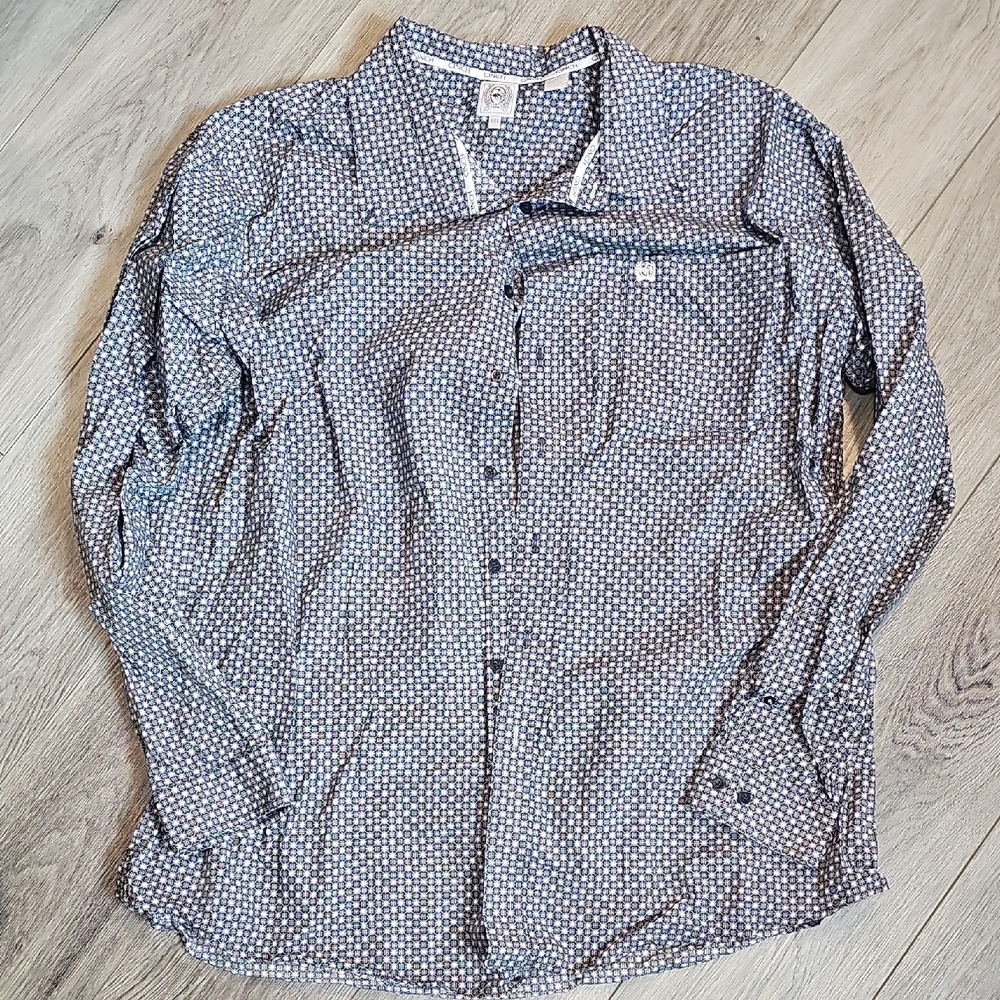 Cinch Men's Blue Geometric Dress Shirt